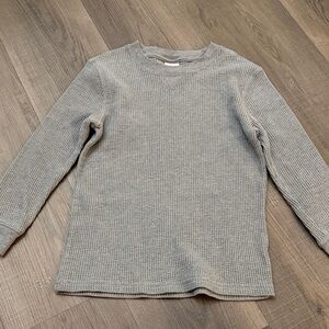 Gray Waffle Knit Long Sleeve Shirt